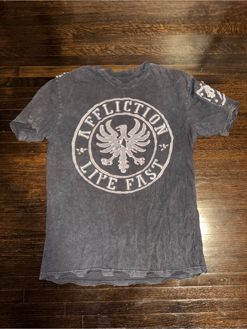 Affliction Black Distressed 'Live Fast' Graphic Tee